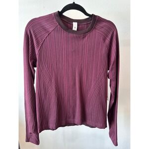 Lululemon Rest Less Pullover Black Plum  Ribbed Pull Over Size 10 NWT
